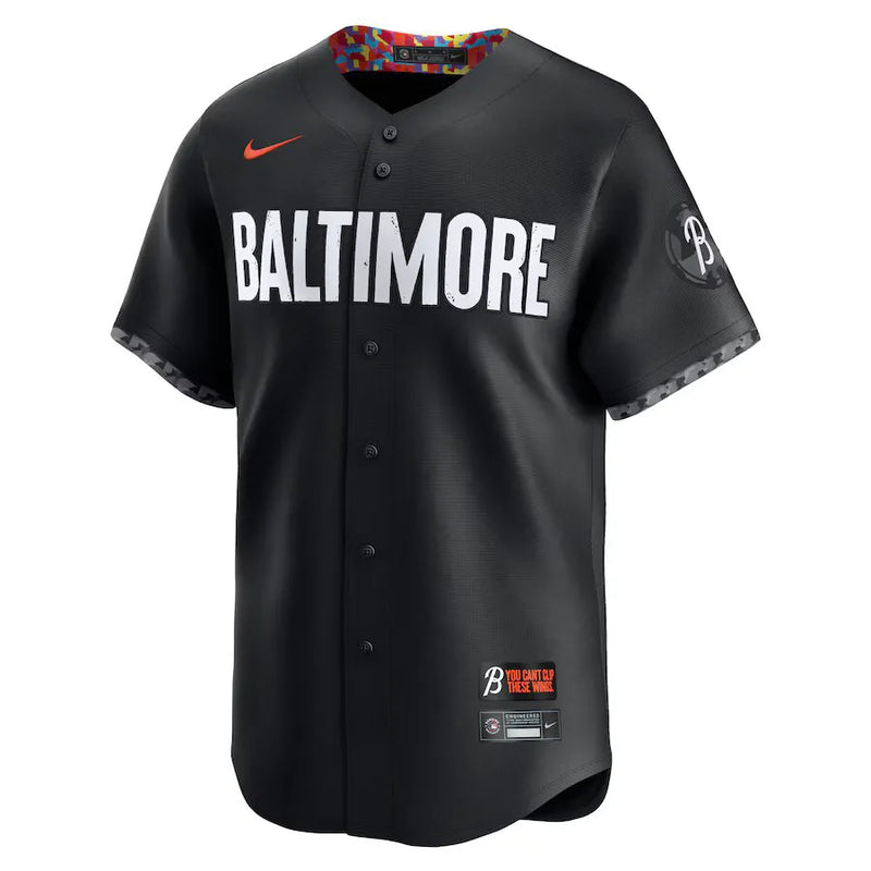 Camisa MLB Baltimore Orioles Nike Black City Connect Adley Rutschman 35 Torcedor Masculina Preta