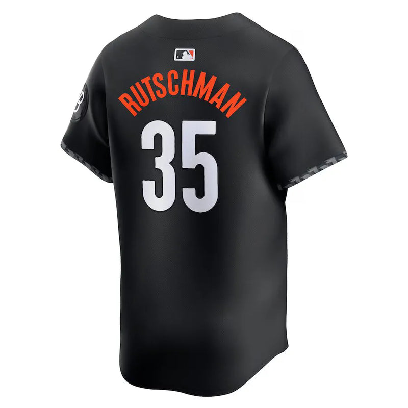 Camisa MLB Baltimore Orioles Nike Black City Connect Adley Rutschman 35 Torcedor Masculina Preta