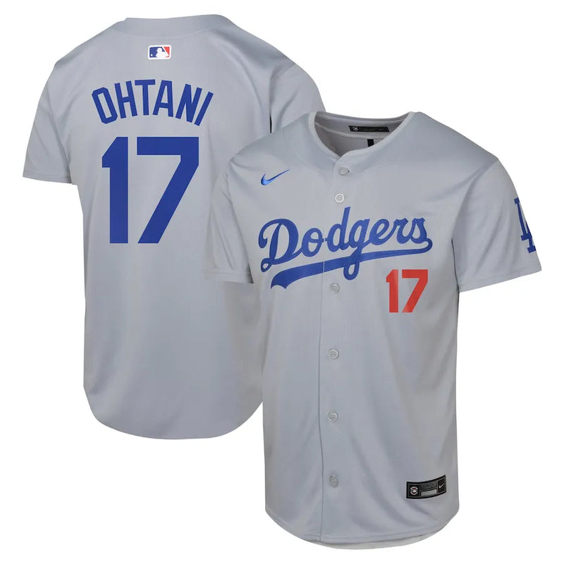 Camisa MLB Los Angeles Dodgers Away Nike Torcedor Masculina Cinza Shohei Ohtani 17
