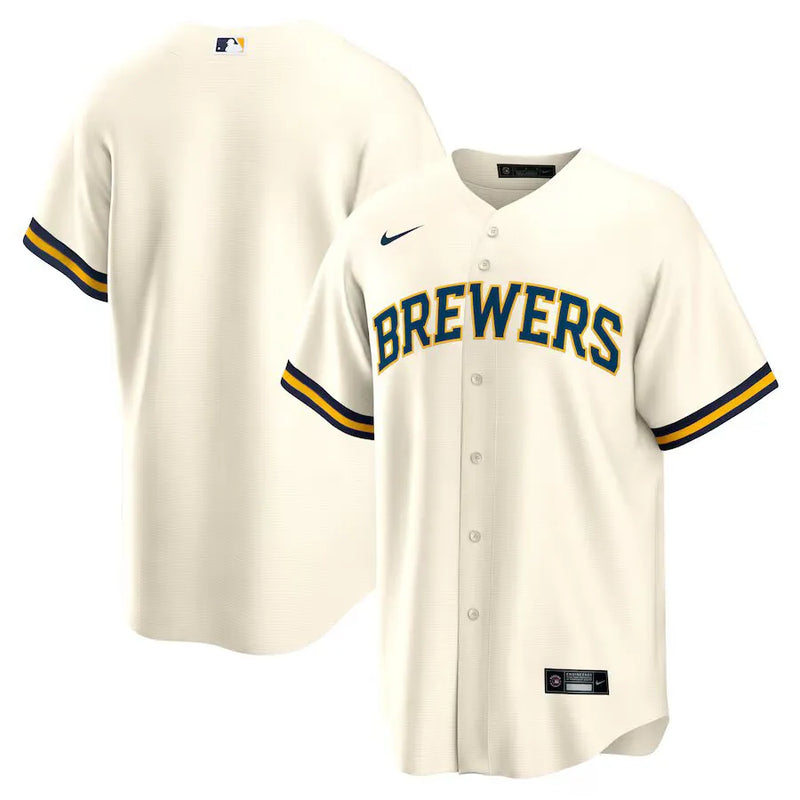 Camisa MLB Milwaukee Brewers Nike Home Torcedor Masculina Bege