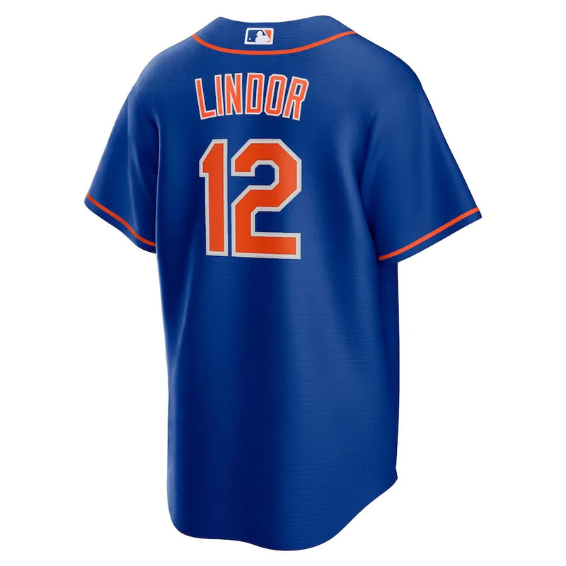 Camisa MLB New York Mets Nike II Torcedor Masculina Azul Francisco Lindor 12