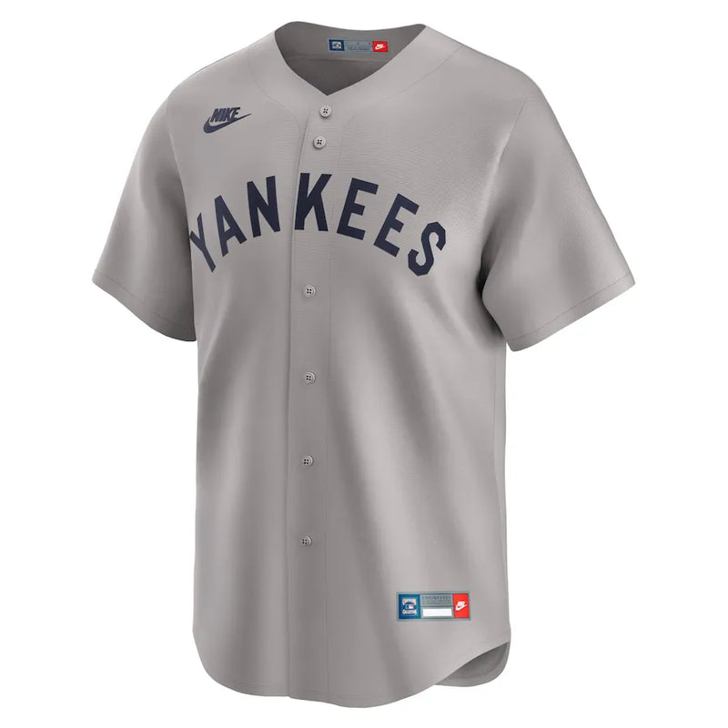Camisa MLB New York Yankees Nike Away Throwback Cooperstown Collection Limited Torcedor Masculina Cinza Babe Ruth 3