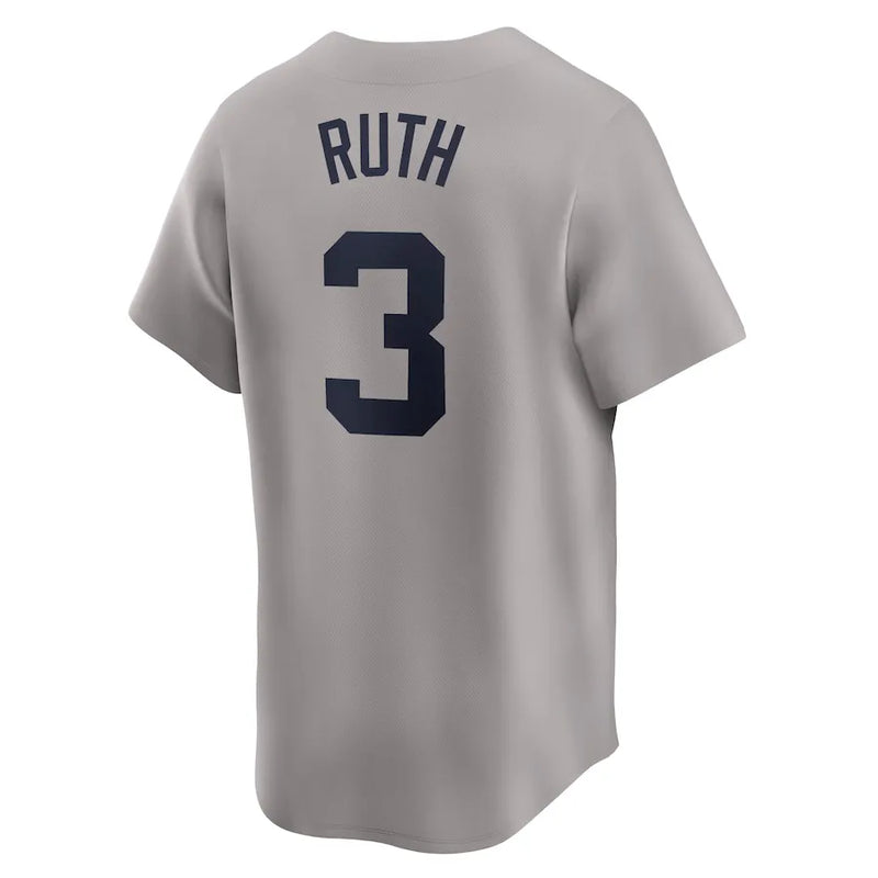 Camisa MLB New York Yankees Nike Away Throwback Cooperstown Collection Limited Torcedor Masculina Cinza Babe Ruth 3