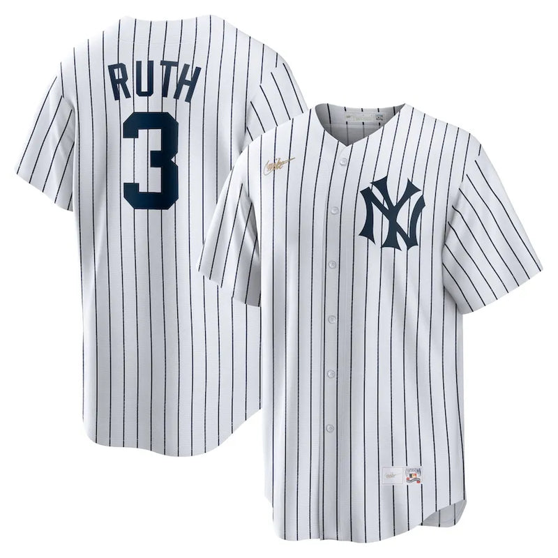 Camisa MLB New York Yankees Nike Home Cooperstown Collection Torcedor Masculina Branca Babe Ruth 3