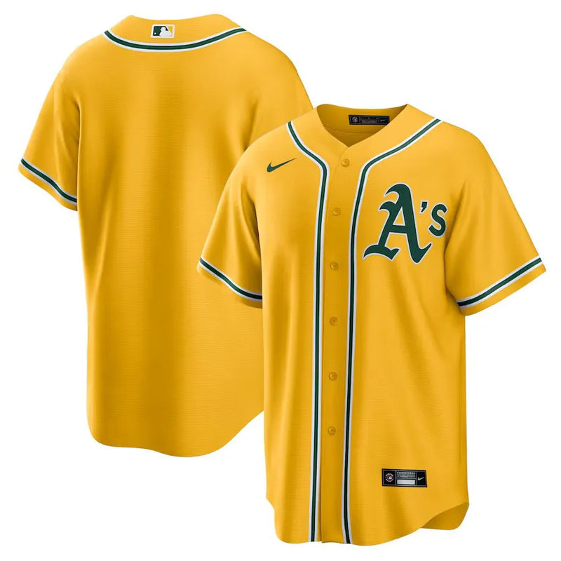 Camisa MLB Oakland Athletics Nike Alternate Torcedor Masculina Amarela
