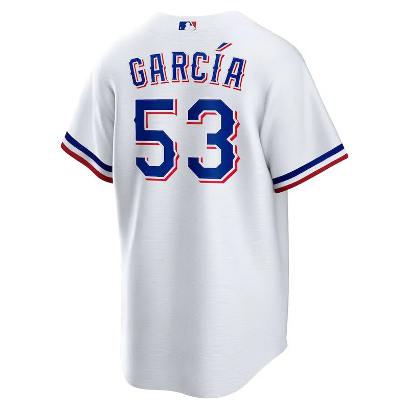 Camisa MLB Texas Rangers I Nike Torcedor Masculina Branca Adolis Garcia 53