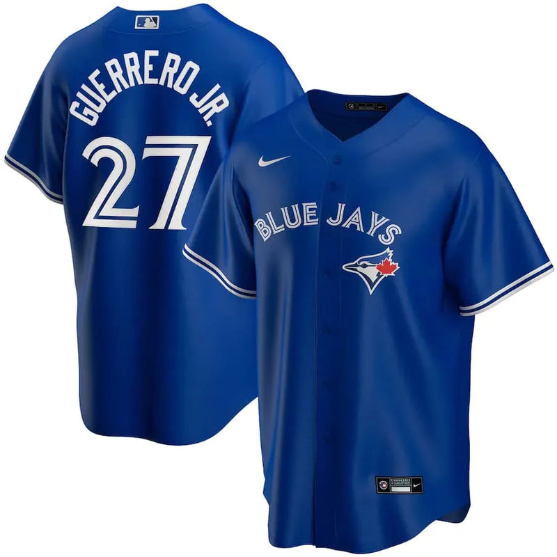 Camisa MLB Toronto Blue Jays Nike II Torcedor Masculina Azul Vladimir Guerrero Jr. 27