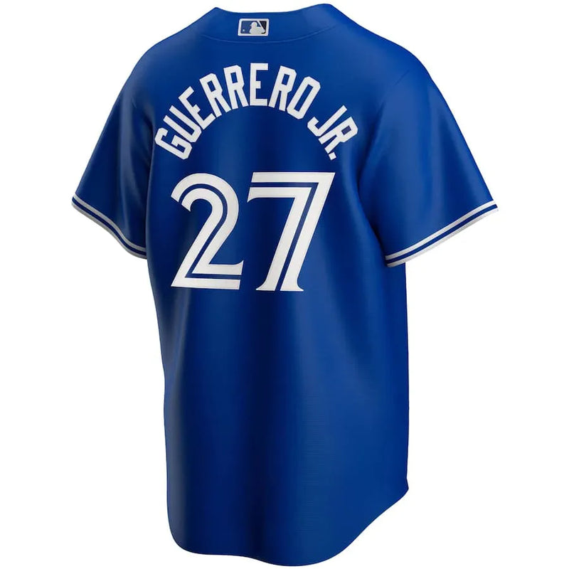 Camisa MLB Toronto Blue Jays Nike II Torcedor Masculina Azul Vladimir Guerrero Jr. 27