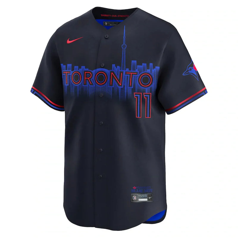 Camisa MLB Toronto Blue Jays Nike City Connect Torcedor Masculina Azul Marinho Bo Bichette 11