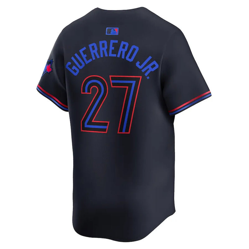 Camisa MLB Toronto Blue Jays Nike City Connect Torcedor Masculina Azul Marinho Vladimir Guerrero Jr. 27