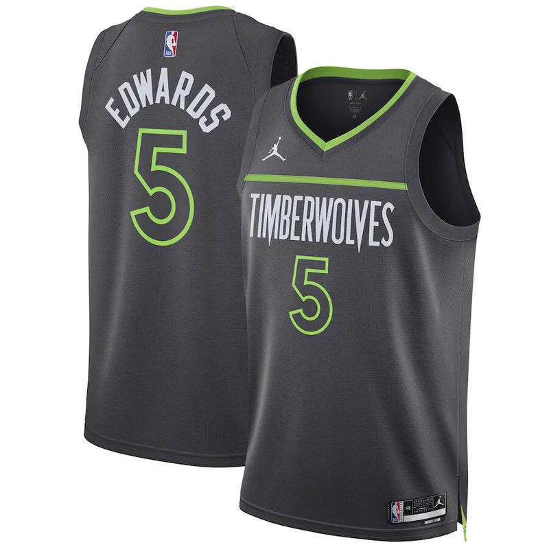Regata NBA Minnesota Timberwolves Jordan Statement Edition Swingman Jersey Anthony Edwards 5 Preta