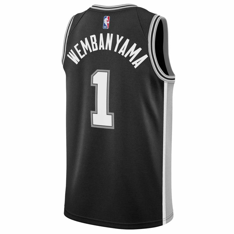 Regata NBA San Antonio Spurs Nike Icon Edition 23/24 Swingman Jersey Victor Wembanyama 1 Preta