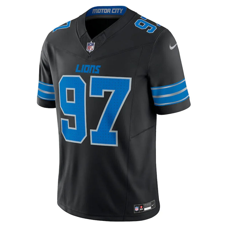 Camisa NFL Detroit Lions II Black Nike Aidan Hutchinson 97 Alternate Vapor Masculina Preta